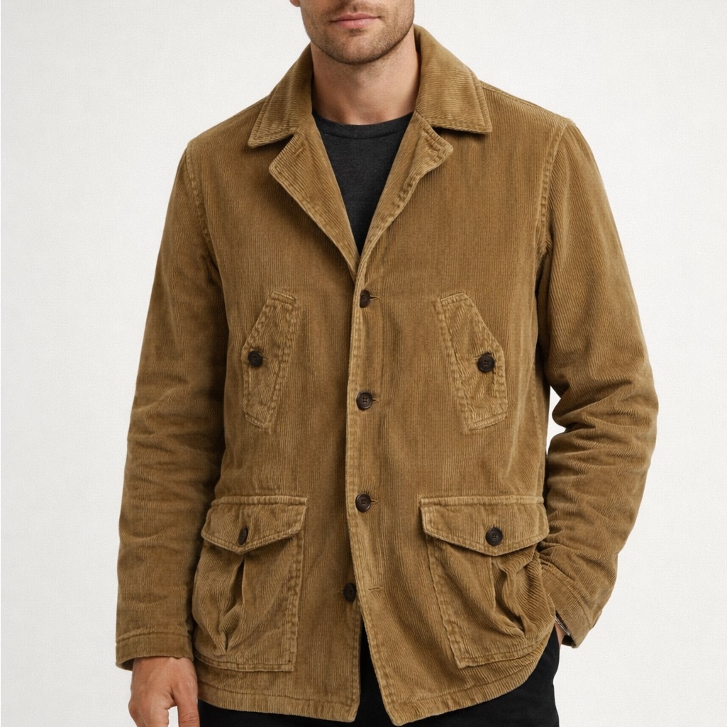 Vintage Abercrombie & Fitch M Chore Coat Jacket Fleece Lined Pockets Mustard